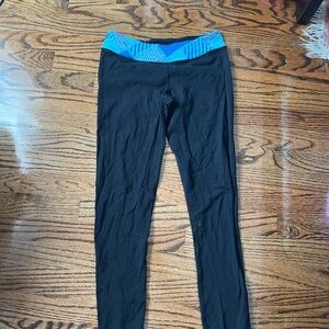Ivivva Black Leggings with Blue Waistband